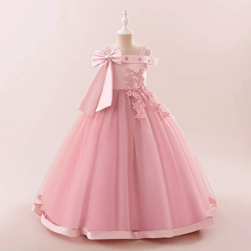 Fashion Bridesmaids Party Girls Dresses Elegant Flower Wedding Princess Dress for Girl Birthday Evening Prom Christmas Costumes