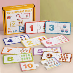 Wooden Number Matching Puzzle Toys Montessori Early Education Digital Pattern Thicken Blocks Game for Baby Festival Gift Toy