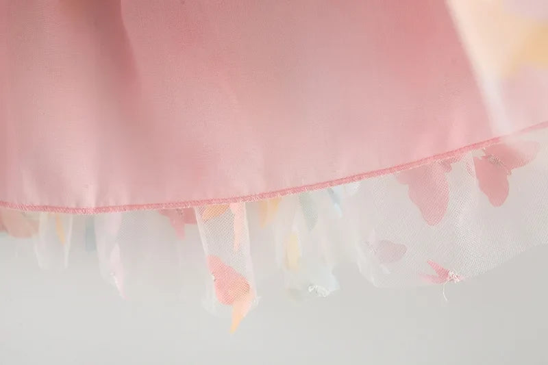 New Baby Girls Birthday Party Evening Dresses Summer Butterfly Wings Children Clothes Sweet Colorful Toddler Kids Costume