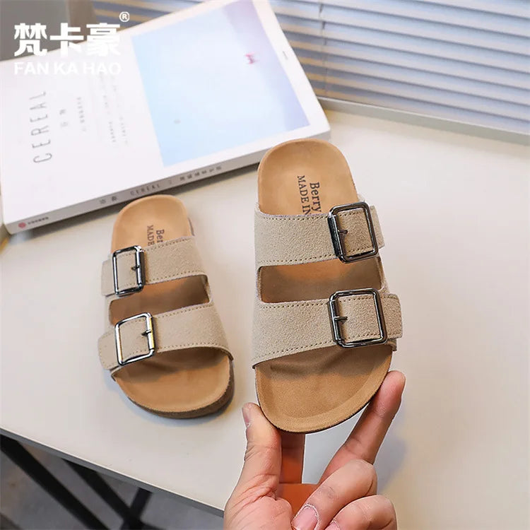 Boken Shoes Boys' Cork Sandals Summer New Style Children's Indoor and Outdoor Sandals Comfortable Shoes