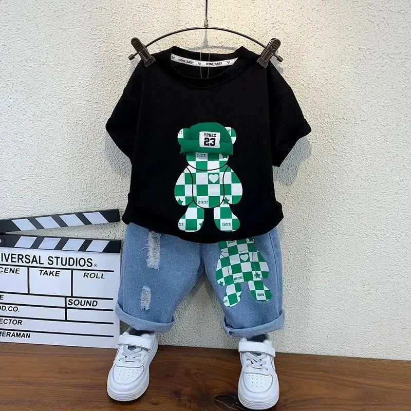 New Selling Summer Baby Boys Clothing Sets Tops bear T-shirt +Short Pants 2 Pieces Set Kids - Boys Summer & Party Dresses