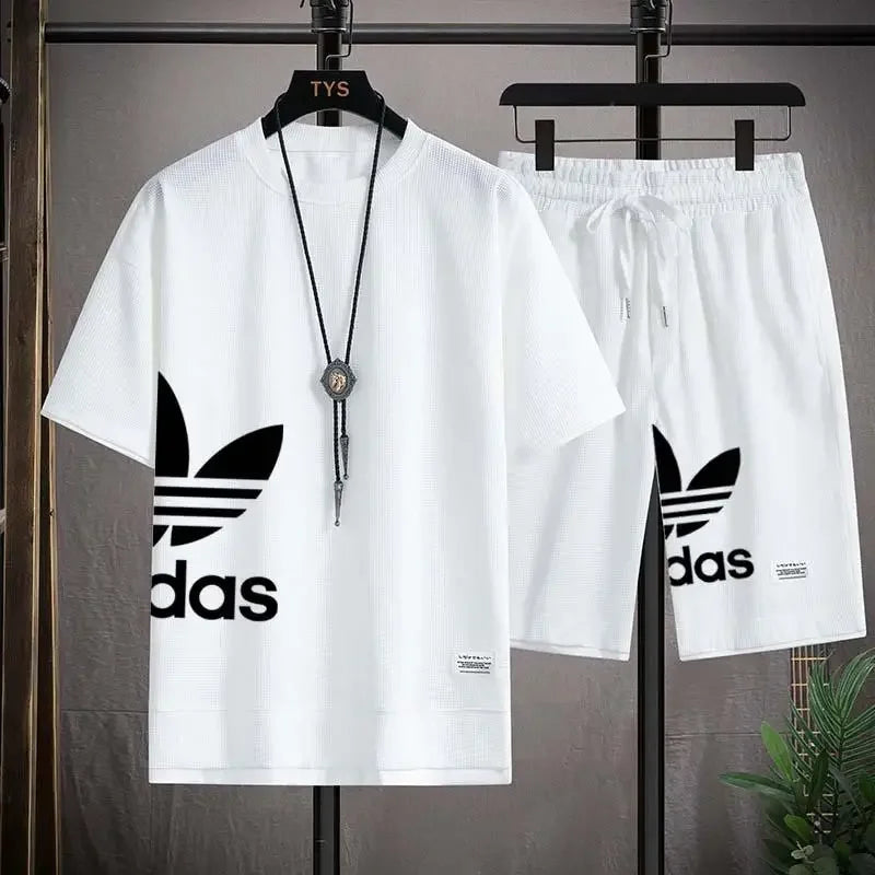 Summer New Men - Summer New Men's pullover sportswear Set, fashionable basketball men's casual short-sleeved T-shirt +