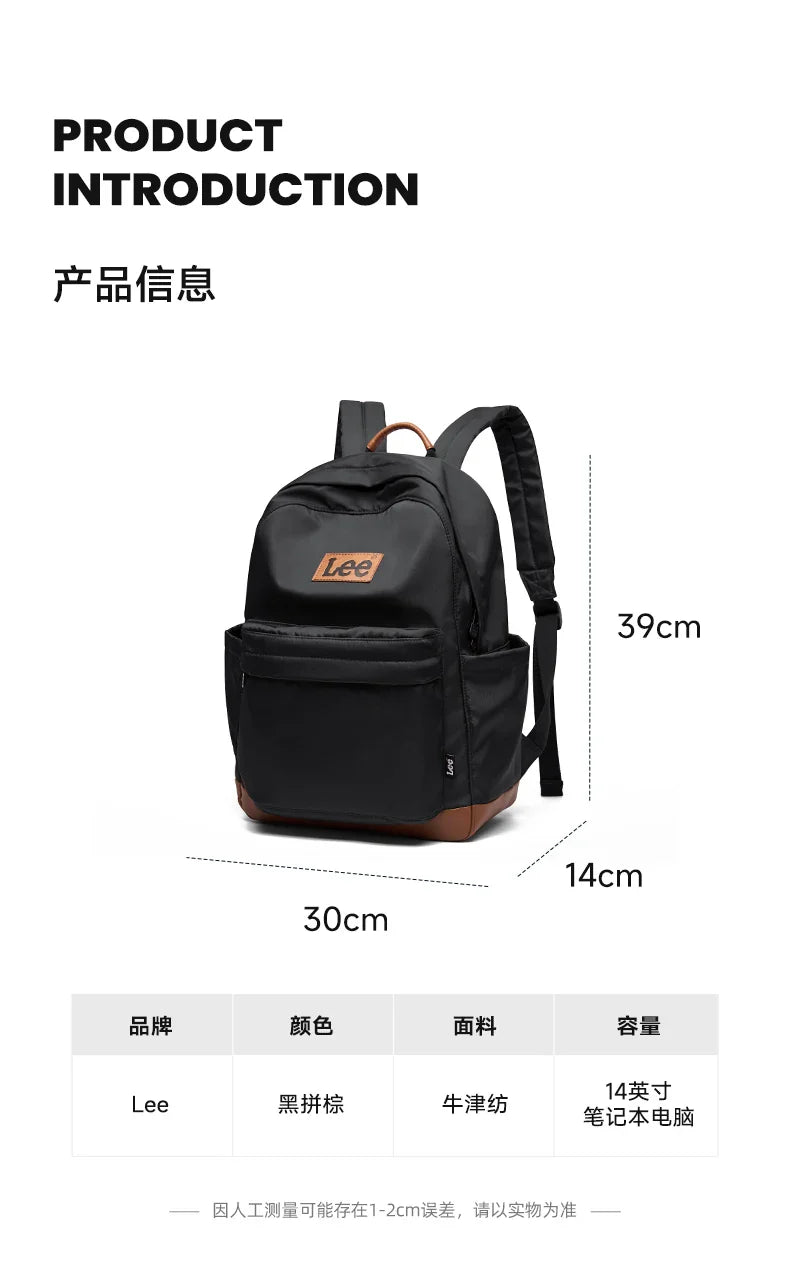 LEE Unisex Large Capacity Laptop School Bag for Women Man Leisure Oxford Waterproof Travel Backpack Candy Color Bookbag Trip