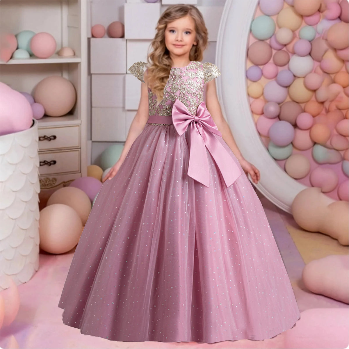 Stunning Little/Big Girls Lace Flower Girl Wedding Bridesmaid Birthday Party Holiday Pageant Easter Prom Fancy Dress