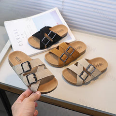 Children's Slippers 2025 Summer New Comfortable Non Slip Outdoor Fashion Boys Slippers Buckle Indoor Girls Kids Large Size 26-36