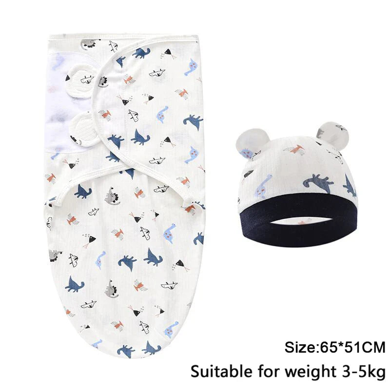 Pure cotton skin-friendly newborn baby wrap, easy to wear with, easy to change diapers, with a cap, give baby more protection