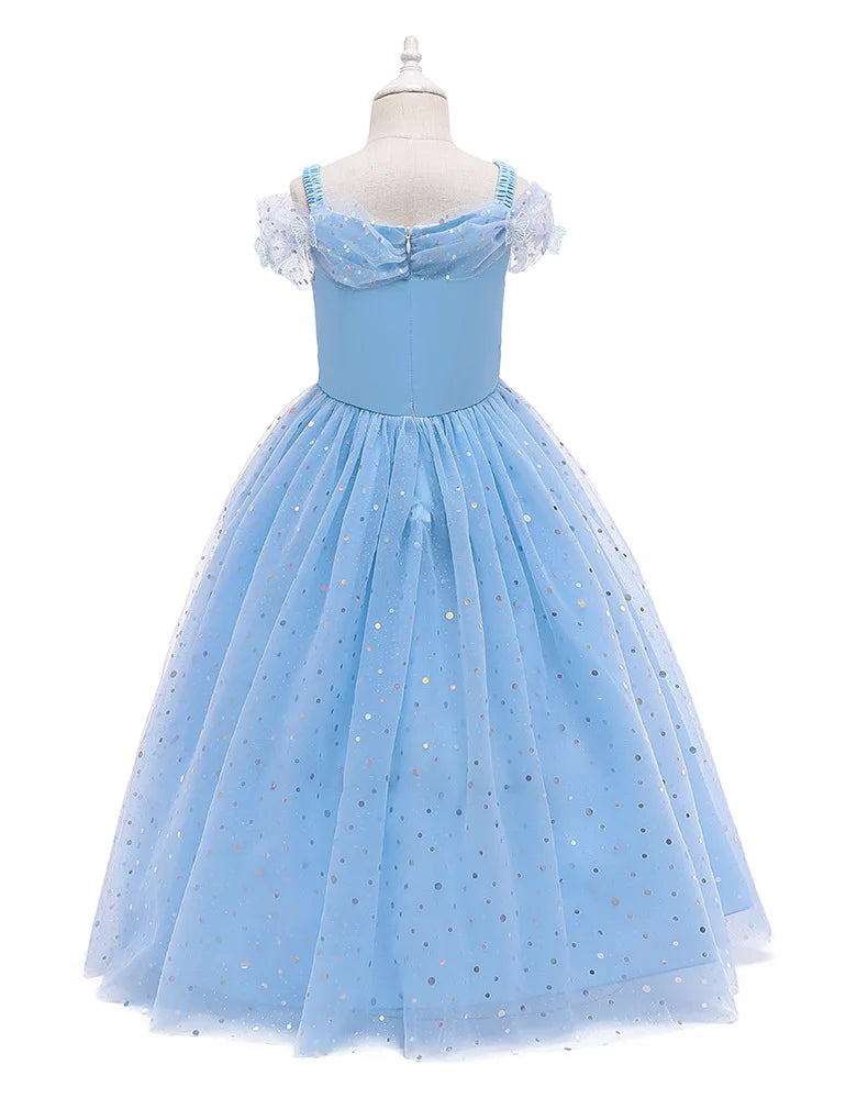 Birthday Party Princess Dress Girl Summer Girl Halloween Carnival Cosplay Elsa Costume Holiday Party Dreamy Sequin Fancy Gown