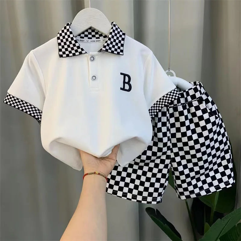 Leisure Summer Clothes Plaid Short Sleeve T-Shirts And Pants Baby Boys Clothes - Boys Summer & Party Dresses - Baby's World