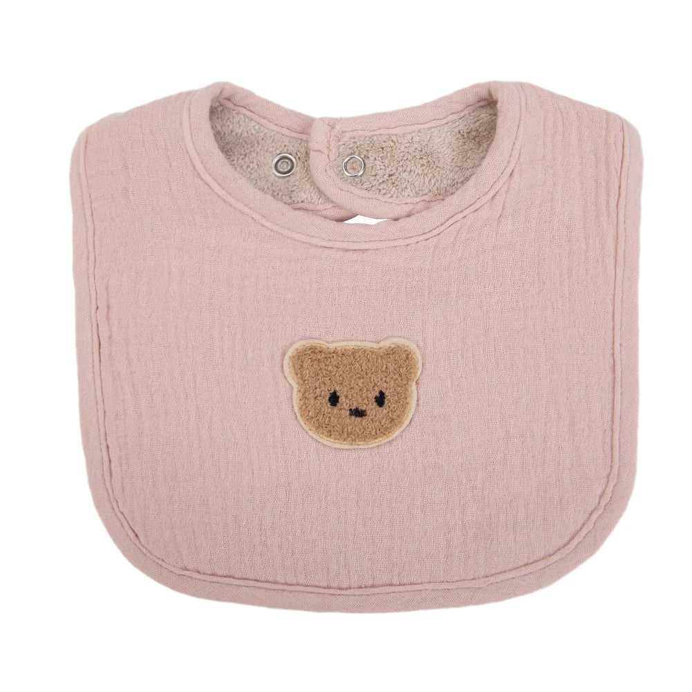 Cute Bear Muslin Cotton Baby Bibs Saliva Towel U-Absorbent Pockets Korean Children Kids Boys Girls Bandanas Feeding Burp Clothes