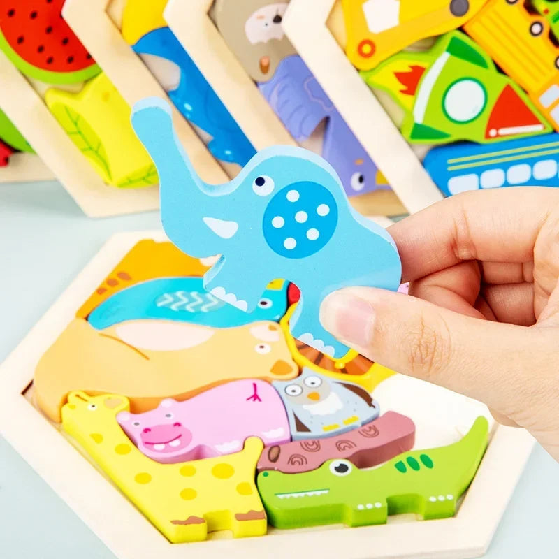 Baby Toy Wooden jigsaw Puzzle Creative 3D Puzzle for Children's Intelligence Development Early Educational toys for Children