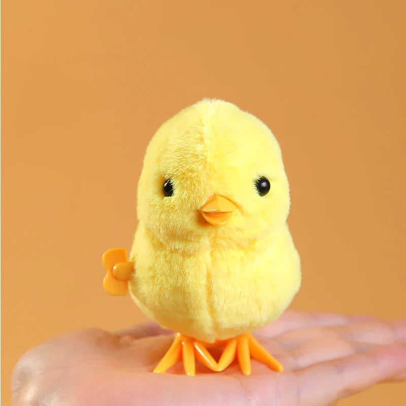 New Cute Jumping Parrot Chick Clockwork Toy Walking Simulation Plush Wind Up Vintage Toys for Kids 2 To 4 Years Old Toys Gift