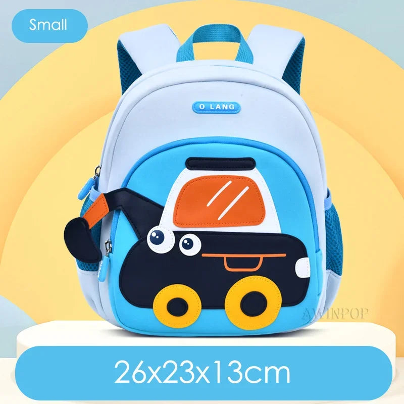 Cute Excavator School Bags for Boys Kids Cartoon School Backpack Breathable Waterproof Kindergarten Bag Mochila Infantil Kawaii