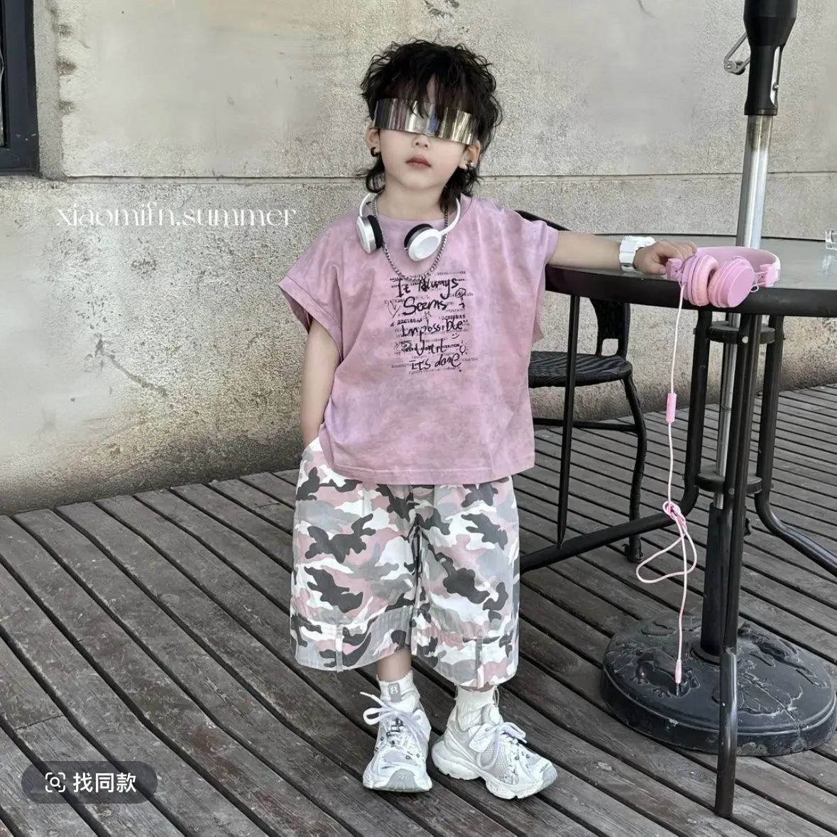 Summer Boys Loose Sleeveless Printed T-Shirt Tops + Hole Shorts Set Child Outfit Handsome Kids Clothes Boys 2-10Y Vest Suit