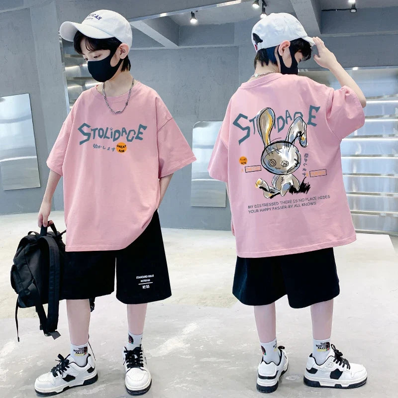 Summer Kids Clothes Short Sleeve T Shirts Boys Clothes Streetwear fashion Print Cartoon T Shirt 100%Cotton Tops Tees
