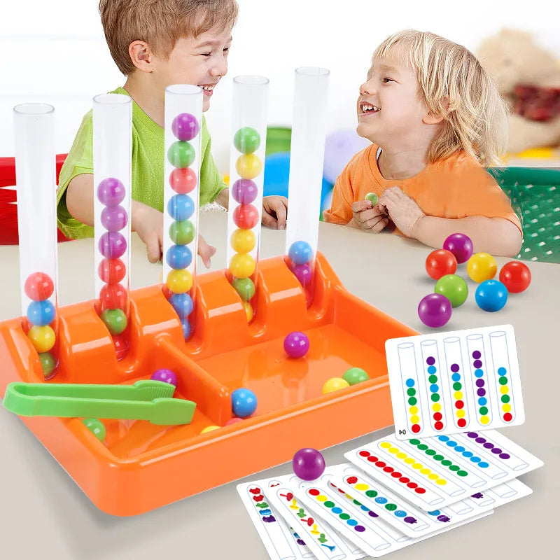Fun Montessori Educational Toys Kids Rainbow Balls Sorting Tweezers Color Matching Card Math Toddler Learning Children's