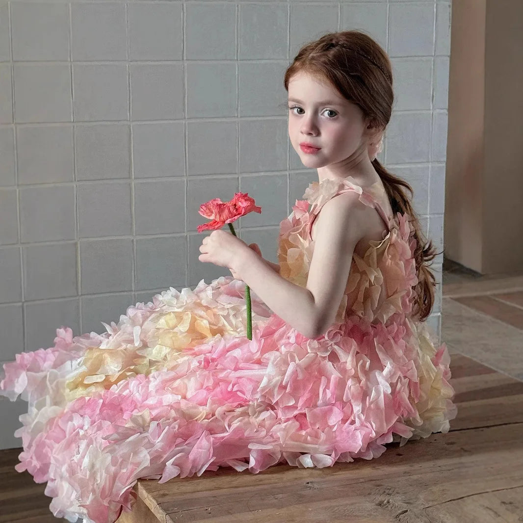 Children Heavy Industry Flower Dress Girls Birthday Banquet Princess Dress Children High End Performance Dress