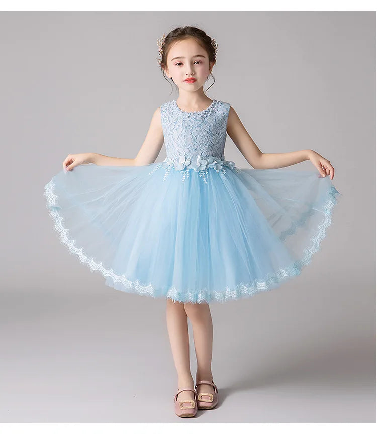 Girl's Princess dress Children's Day Birthday Party Lace Bubble skirt Summer style Dress