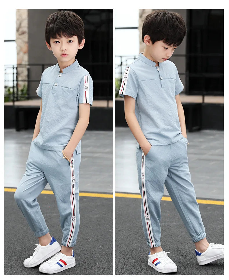 New Summer Boys Clothing Sets Children T-shirt Short Sleeve +Pants Set Two Pieces Set Kids Baby Boys Clothes 6 8 10 Years