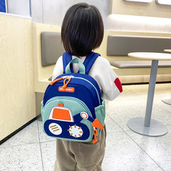 Kids Backpack for Boys Girls Toddler School Kindergarten Cute Construction Truck Car Design Trendy Casual Backpack
