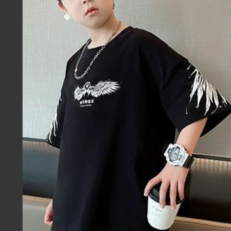Summer Kids Wing T-Shirt Cotton Loose Stylish Boy's Shirt Big Kids Summerwear - Boys Summer & Party Dresses - Baby's World