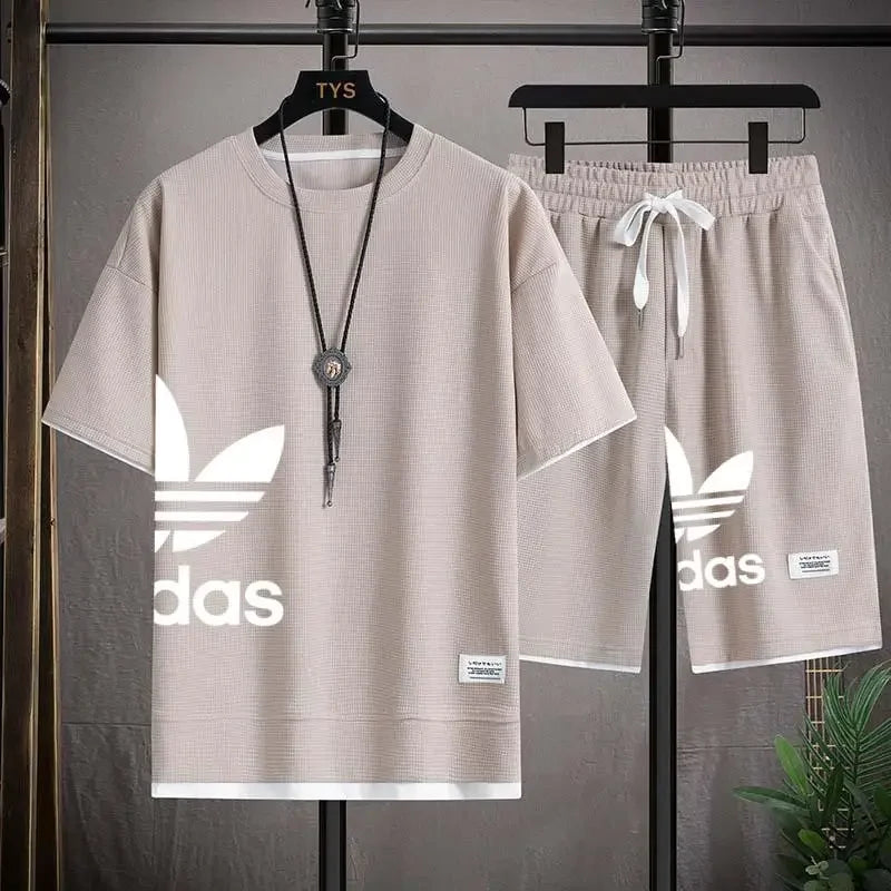 Summer New Men - Summer New Men's pullover sportswear Set, fashionable basketball men's casual short-sleeved T-shirt +