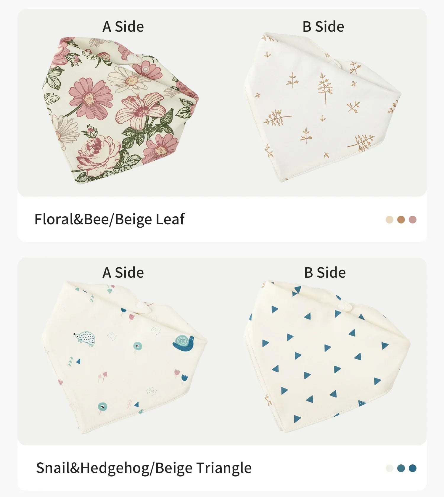 Baby Bib bib Bibs Skin-friendly Infant Soft Saliva Towel Triangular Type Kids Handkerchief 100% Cotton Double-sided Printed 3-8Y