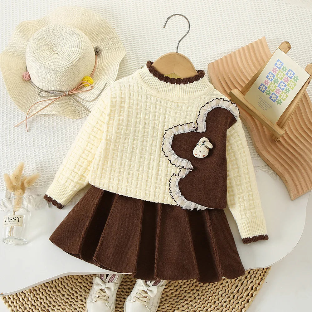 Kids' sets and outfits Fall Winter Sweater 2PCS SETS Chic for Cute Baby Girl Clothes Girls Clothes Solid Knit Skirt Set