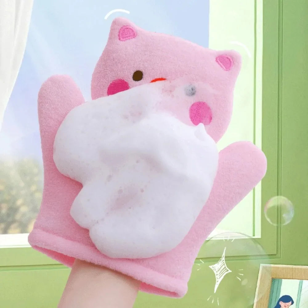 Cute Body Skin Cleaner Baby Bath Sponge Cartoon Foaming Childrens Bath Towel Dead Skin Remover Body Clean Sponge Kids