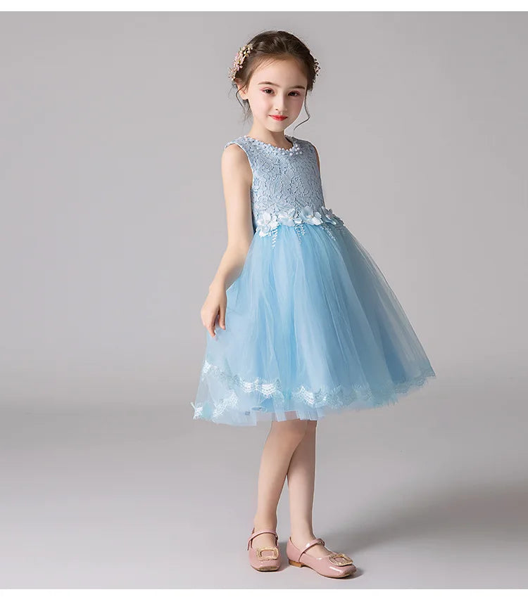 Girl's Princess dress Children's Day Birthday Party Lace Bubble skirt Summer style Dress
