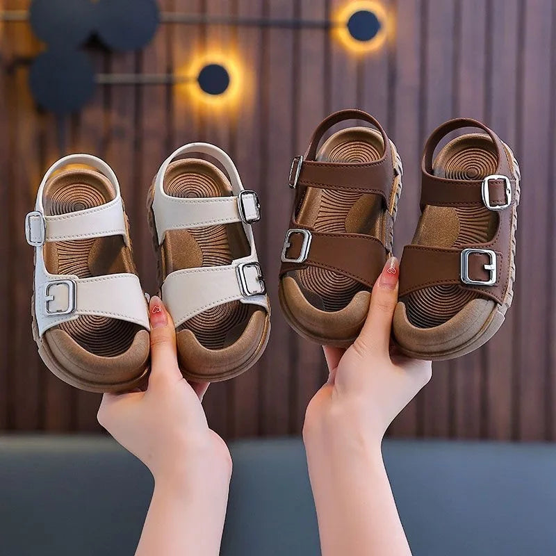Summer Kids Sandals Casual Soft Sole Anti-Slip Sandals for Boys Girls Solid Color Durable Toddler Beach Sandals 2-12 Years