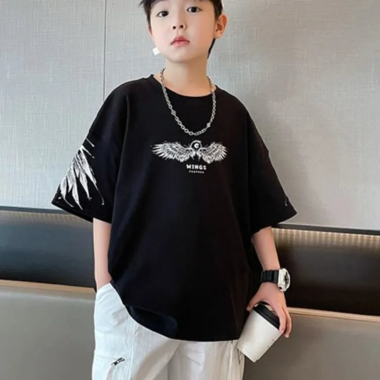 Summer Kids Wing T-Shirt Cotton Loose Stylish Boy's Shirt Big Kids Summerwear - Boys Summer & Party Dresses - Baby's World