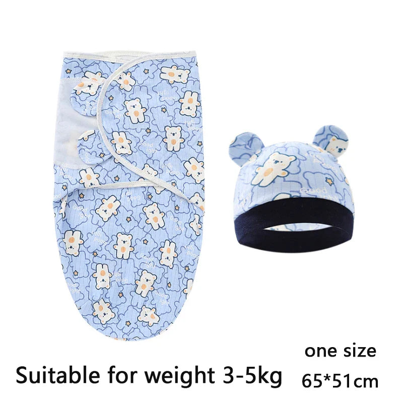 Pure cotton skin-friendly newborn baby wrap, easy to wear with, easy to change diapers, with a cap, give baby more protection