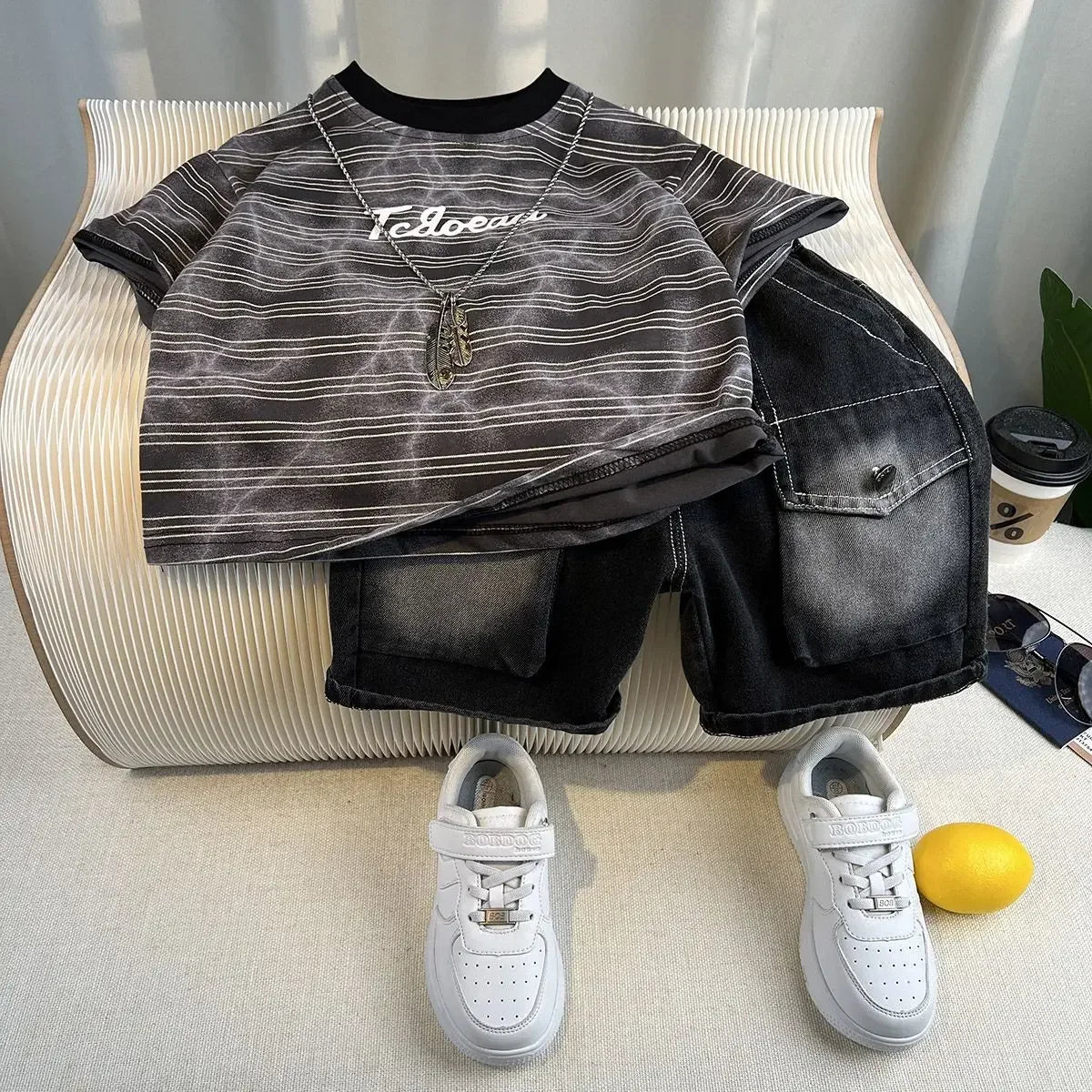 Korean Children Summer - Korean Children's Summer Clothes Kids Set Outfits Boys 2025 Handsome Sleeveless&Short Sleeved