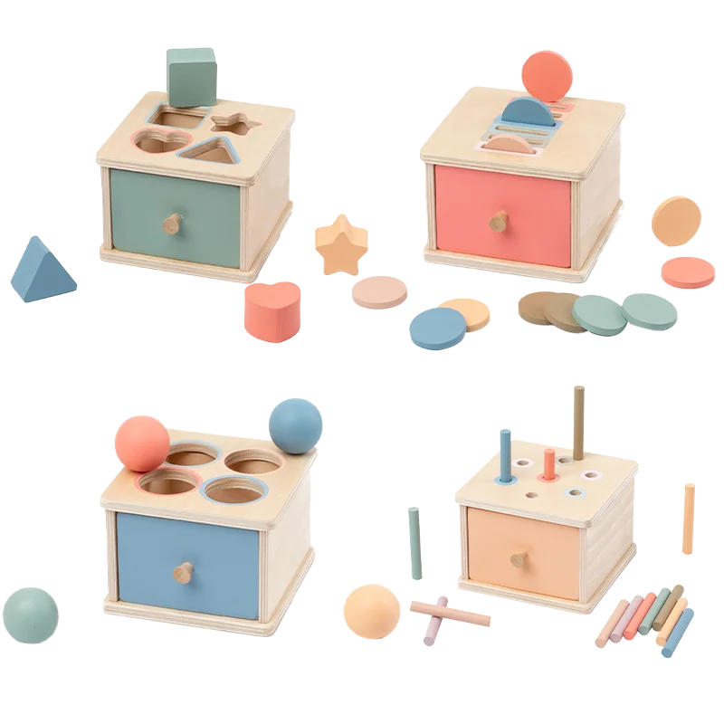 Wooden Color Shape Sorting Toys Drawer Box Busy Board Matching Game Fine Motor Sensory Toys Montessori Learning For Baby
