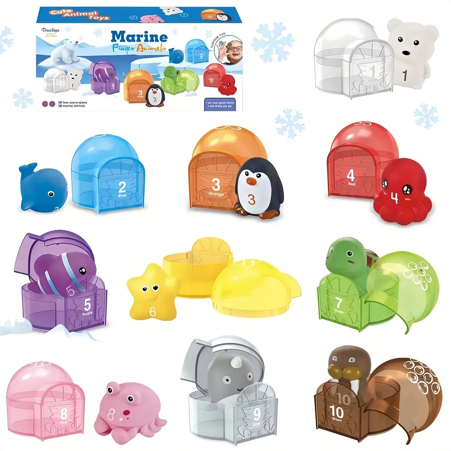 Montessori Farm Train/Surprise Party Set for Toddlers Learning Counting, Matching & Sorting Fine Motor Skills,Preschool Toy Gift