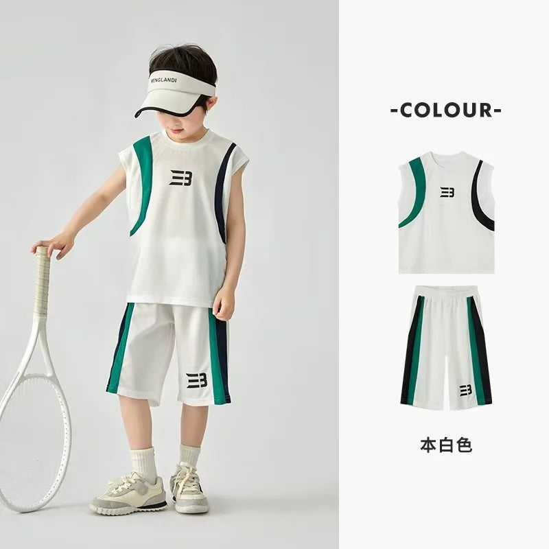 Boys Basketball Suit Summer Sportswear Comfortable Suit Vest Lightweight Shorts Children's Korean Version Handsome Two-piece