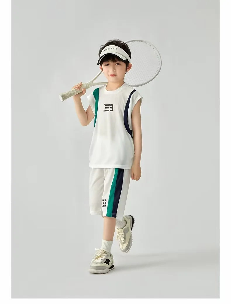 Boys Basketball Suit Summer Sportswear Comfortable Suit Vest Lightweight Shorts Children's Korean Version Handsome Two-piece