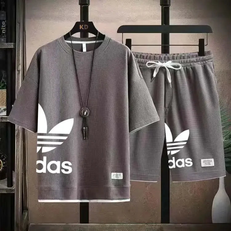 Summer New Men - Summer New Men's pullover sportswear Set, fashionable basketball men's casual short-sleeved T-shirt +