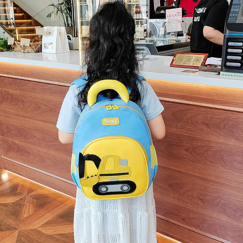 Water-proof Oxford son garden primary school pupil's school bag cartoon cute excavator private shoulders children backpack