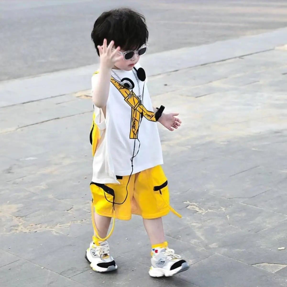 Korean Kids Outfit Boys Summer Sports Set Outdoor Clothes for Children Pure Cotton Sleeveless T-shirt Shorts Two-piece Set