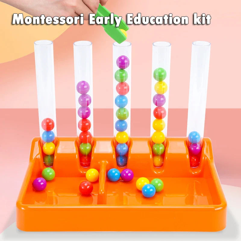 Fun Montessori Educational Toys Kids  Rainbow Balls Sorting Tweezers Color Matching Card Math Toddler Learning Children's Gifts