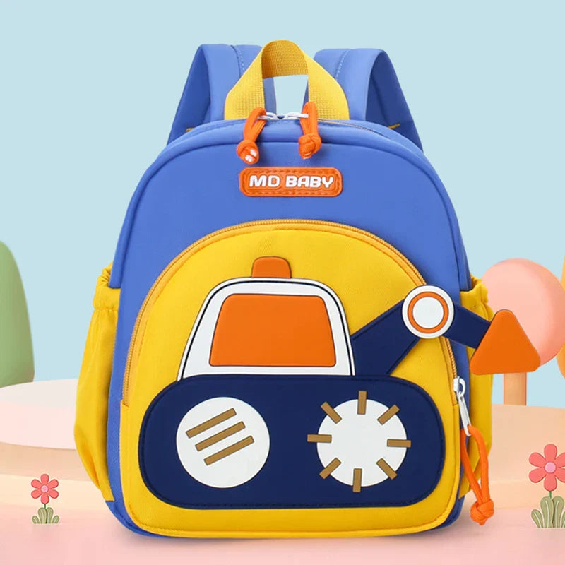 Kindergarten Bapa Boys School Bag 3 Years Old Car Digger Cartoon Character Dual oulder Straps Lightweight Waterproof