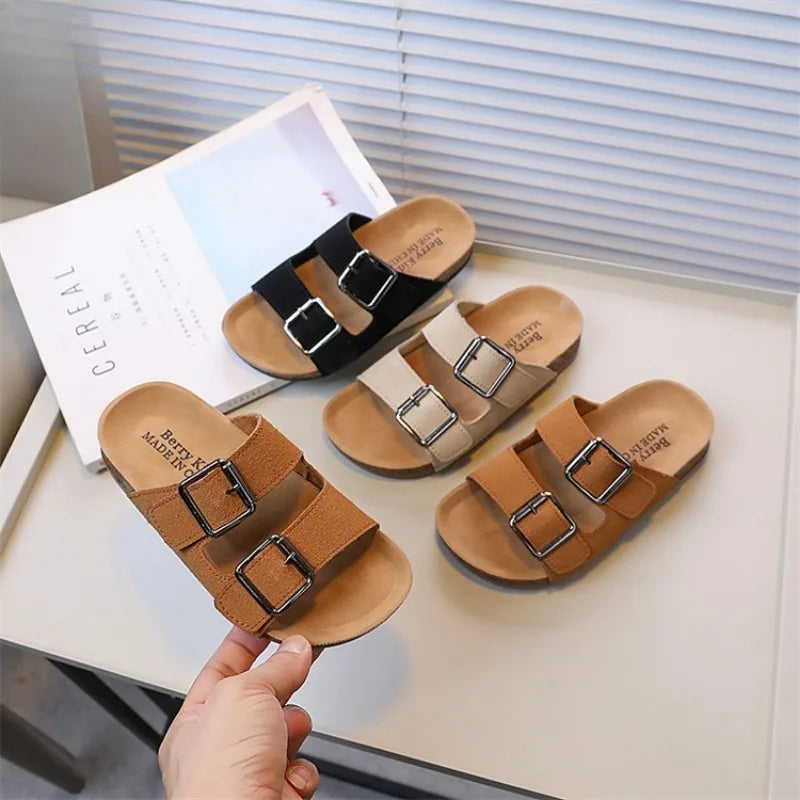 Boken Shoes Boys' Cork Sandals Summer New Style Children's Indoor and Outdoor Sandals Comfortable Shoes