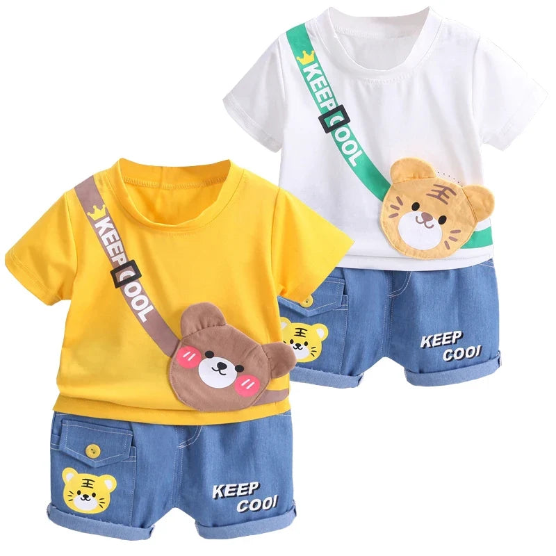Summer Boys Clothing - Summer Baby Boys Clothing Sets Cartoon Bear Cotton T-Shirt + Shorts Suits for Baby Kids Tracksuits