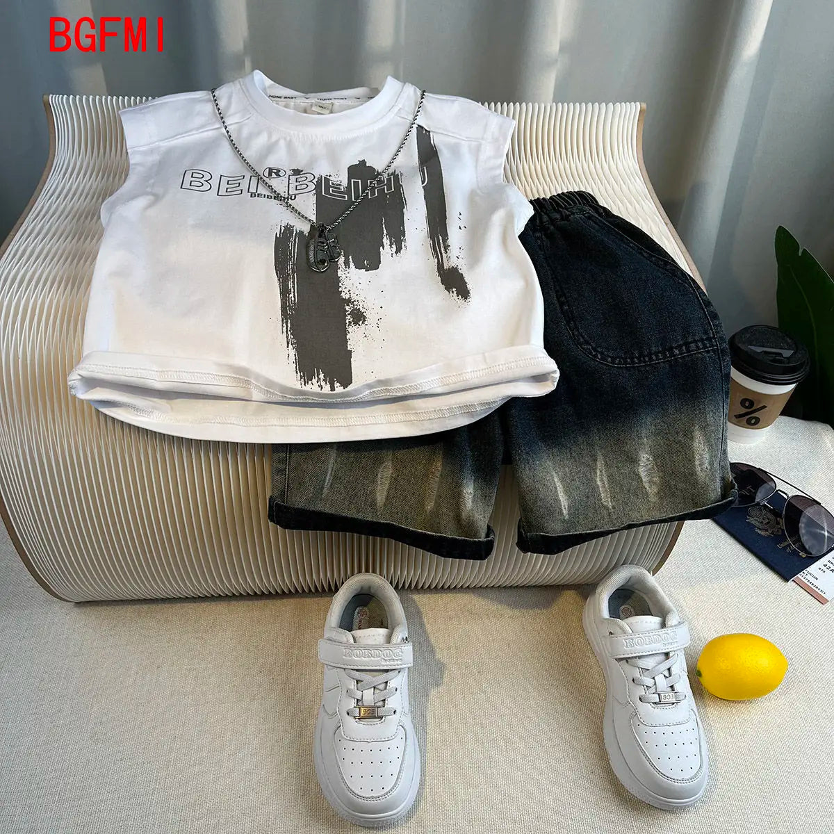 Korean Children Summer - Korean Children's Summer Clothes Kids Set Outfits Boys 2025 Handsome Sleeveless&Short Sleeved