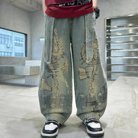 Korean Boy Luxury Hip Hop y2k Baggy Ripped | Baby's World Bangladesh