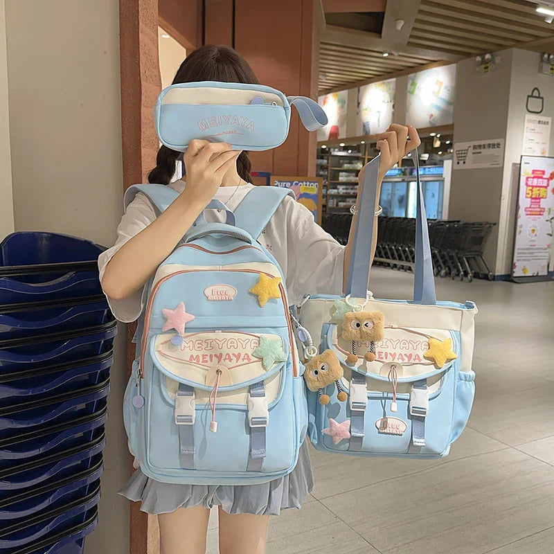 School Bags For Girls Japanese Style Kawaii For Large New Nylon Shoulder Bag Backpack School Set For Kinder Girl Kids Schoolbags