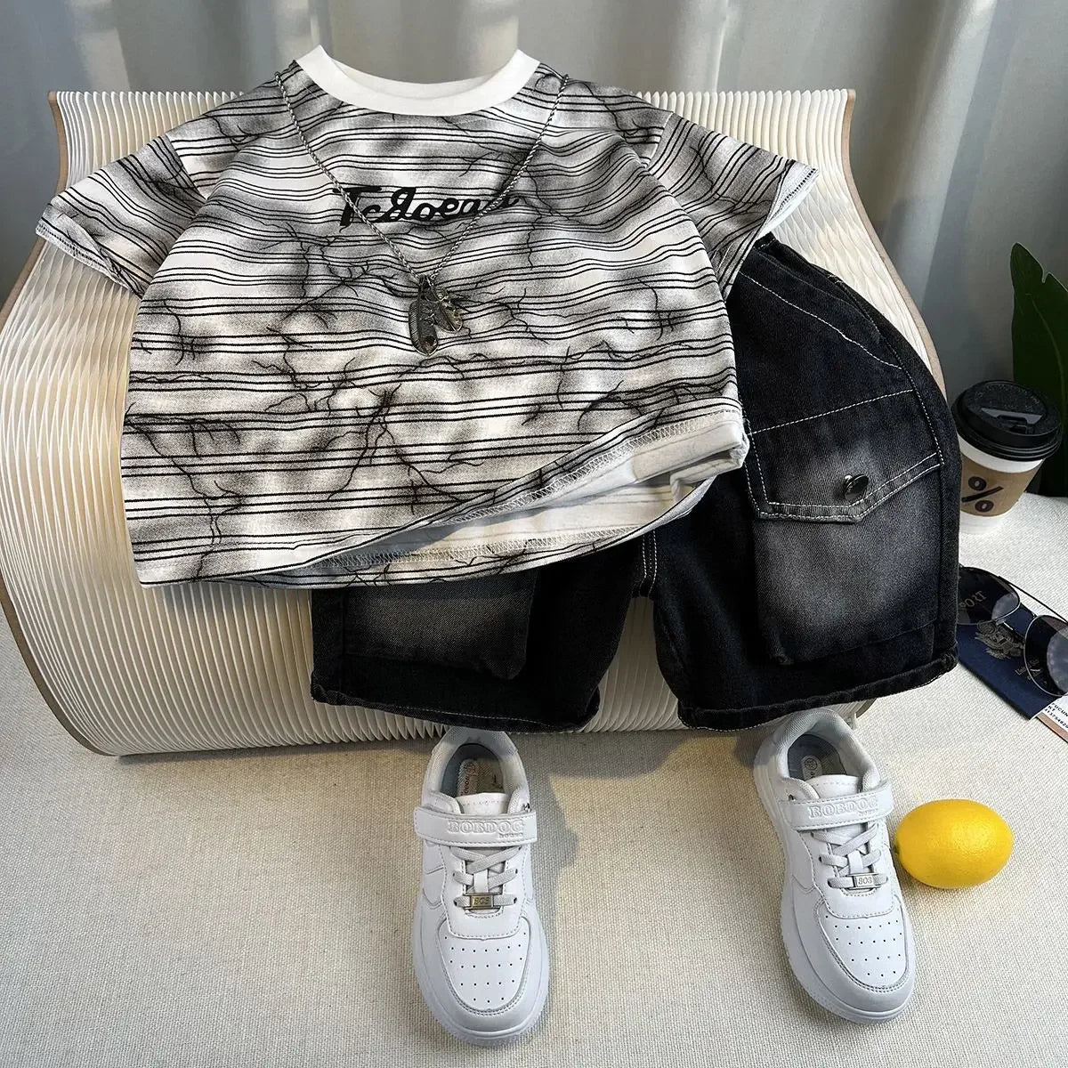 Korean Children Summer - Korean Children's Summer Clothes Kids Set Outfits Boys 2025 Handsome Sleeveless&Short Sleeved
