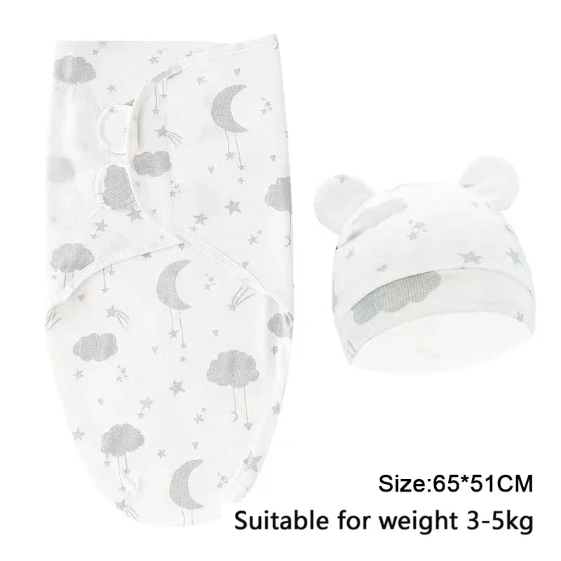 Pure cotton skin-friendly newborn baby wrap, easy to wear with, easy to change diapers, with a cap, give baby more protection