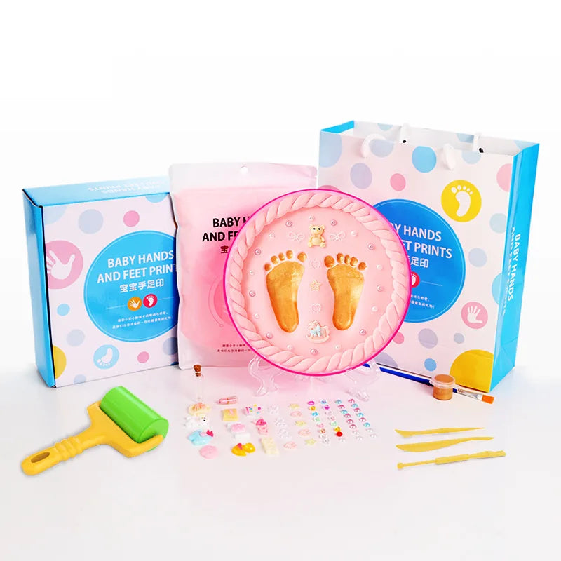 Baby Children's Hand and Foot Printing Mud Creative Diy Baby 100 Day Full Moon Gift First Year Souvenir